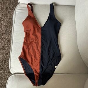 Summersalt Two-Tone Swimsuit in Black and Rust